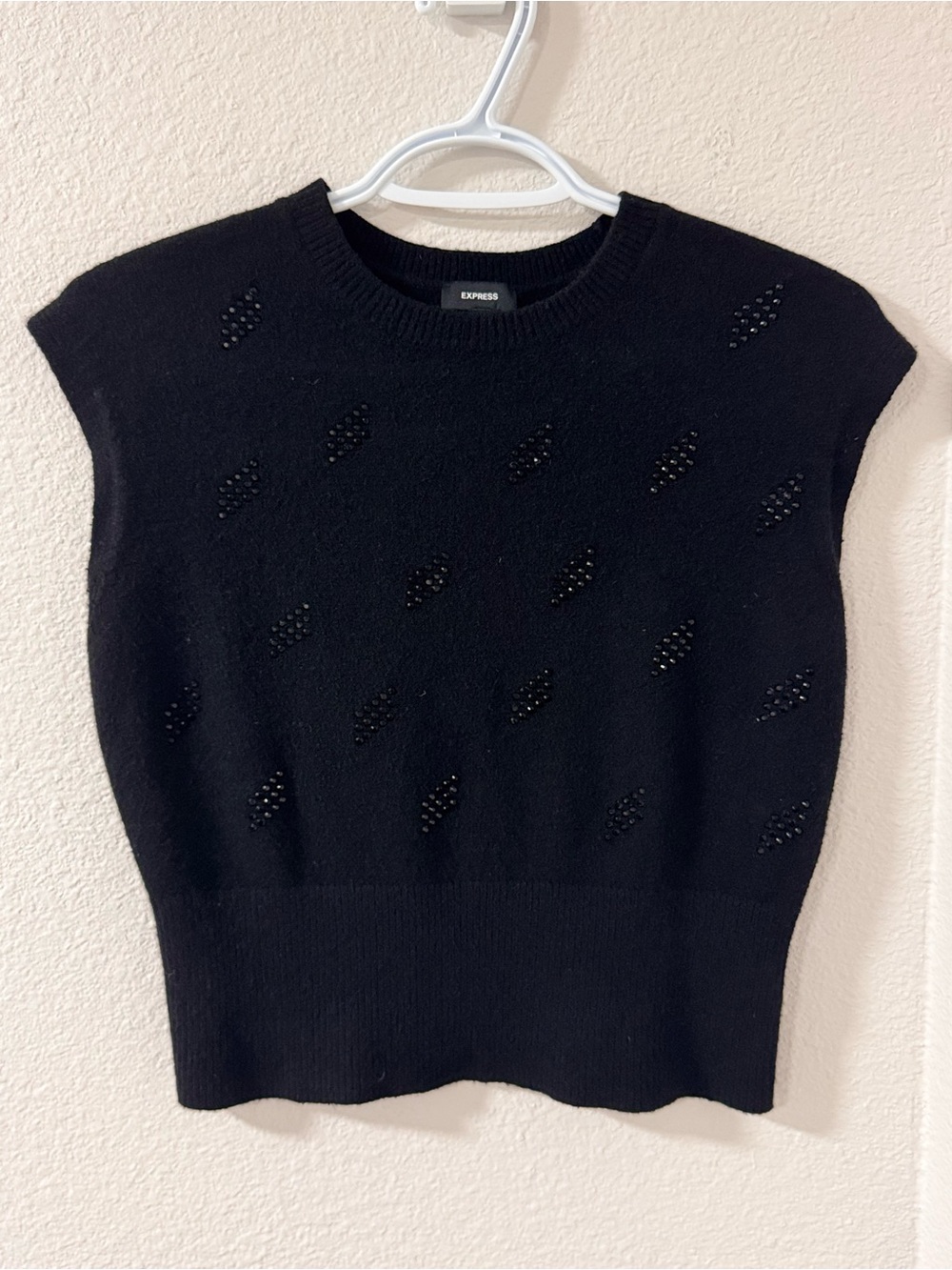 Express Black Knit Sweater Shell with Crew Neck